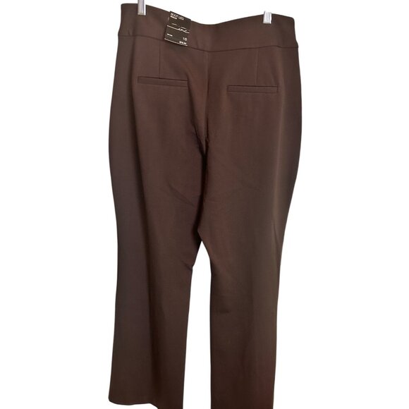 INC Size 16 Stylist Elegnt Brown Wide Leg Dress Trousers Pants - Picture 2 of 7